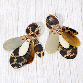 Layered Resin Teardrop Statement Earrings
