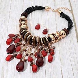 Bold Cascading Resin Beads Embellished Statement Necklace