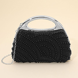 Pearl Rhinestone Embellished Evening Clutch Crossbody Bag