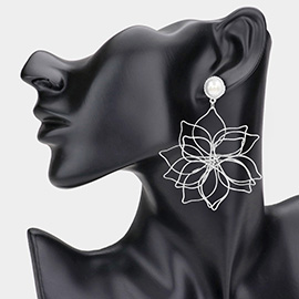 Oversized Metal Wire Flower Dangle Earrings