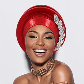 Stone Paved Marquise Leaf Accent Layered Turban Hair Wrap