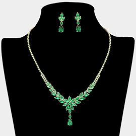 Marquise CZ Stone Cluster Flower Center Teardrop Pendant Rhinestone Paved Necklace