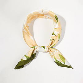 Floral Geometric Pattern Printed Square Silky Satin Bandana Scarf