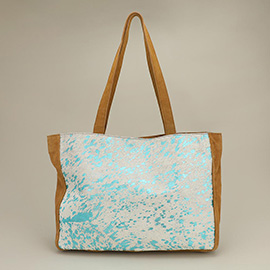 Genuine Leather Calf Fur Chic Cowhide Pattern Shoulder Tote Bag