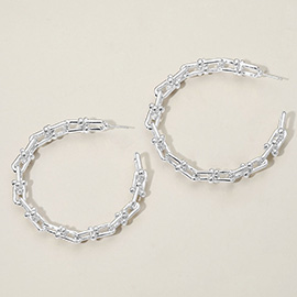 Silver Dipped Oversized Industrial Chain Link Hoop Earrings