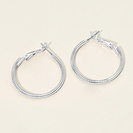 Silver Dipped Textured Hoop Earrings