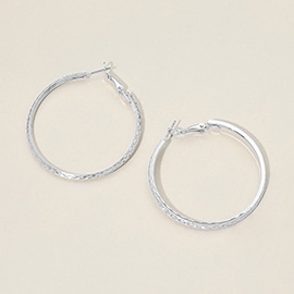 Silver Dipped Textured Hoop Earrings