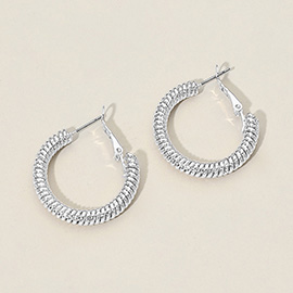 Silver Dipped Coil-Texture Hoop Earrings