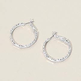Silver Dipped Textured Hoop Earrings