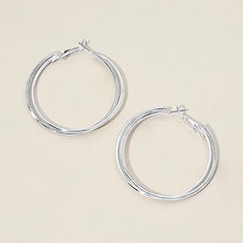 Silver Dipped Textured Layered Hoop Earrings