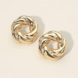 Gold Dipped Twisted Knot Stud Earrings