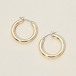 Gold Dipped Thick Pin Catch Hoop Earrings