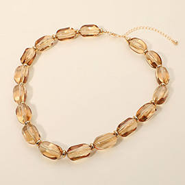 Translucent Resin Pebble Beaded Statement Necklace