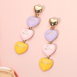 Enamel Message Candy Heart Link Drop Earrings