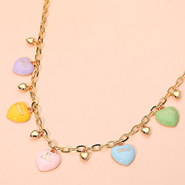Candy Message Heart Charm Station Necklace