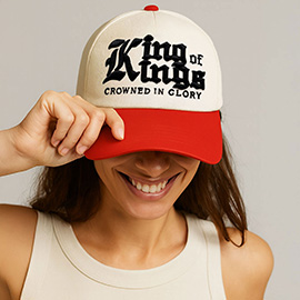 KING Message Embroidered Five Panel Canvas Baseball Cap