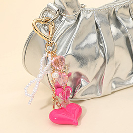 Heart Charm XOXO Message Pearl Beaded Bow Charm Keychain Bag Charm