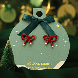 14K Gold Dipped Festive Bow Knot Stud Earrings
