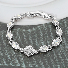 Ornate Charm Marquise-cut Stone Link Bracelet