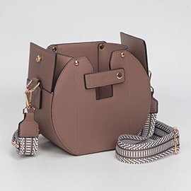 Faux Leather Functional Tumbler Crossbody Bucket Bag