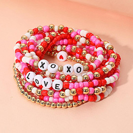 10PCS - XOXO LOVE Message Beaded Stretch Multi Layered Bracelets