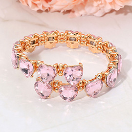 Heart Stone Cluster Link Adjustable Evening Bracelet