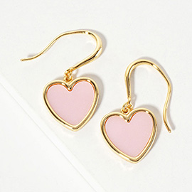 Gold Dipped Heart Drop Dangle Earrings