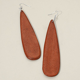 Wooden Long Teardrop Dangle Earrings
