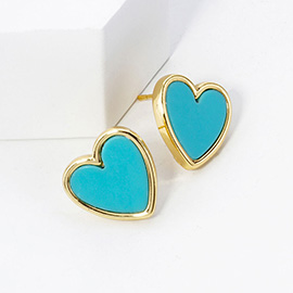 Gold Dipped Heart Stud Earrings