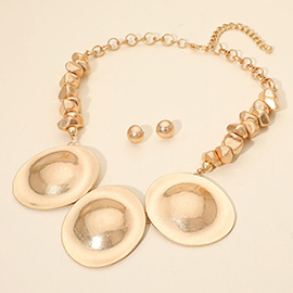 Bold Sculpted Disc Link Statement Necklace