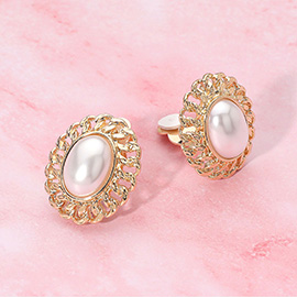 Oval Pearl Come Clip On Earrings