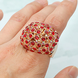 Rhinestone Paved Dome Stretch Statement Ring
