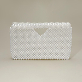 Pearl Beaded Open Top Clutch Bag