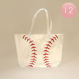 12PCS - Transparent Clear Baseball Shoulder Tote Bags