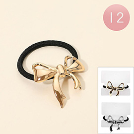 12PCS - Metal Bow Accent Stretch Hairbands