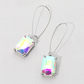 Emerald Cut Stone Dangle Evening Earrings