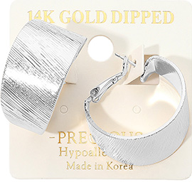 14K Gold Dipped Textured Wide Hoop Earrings