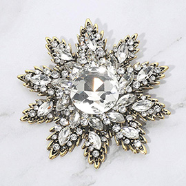 Rhinestone Embellished Floral Starburst Pin Brooch