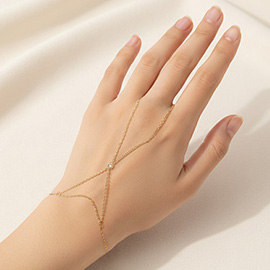 SECRET BOX_Stainless Steel Delicate Stone Accent Double Hand Chain Bracelet