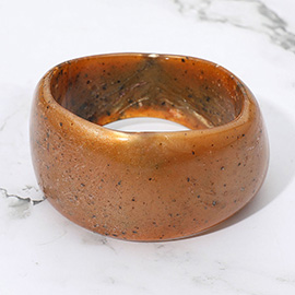Wide Sculptural Marbled Resin Bangle Bracelet