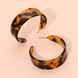 Bold Wide Tortoise Resin Hoop Earrings