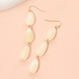 Triple Resin Teardrop Link Drop Earrings
