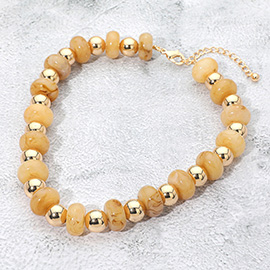 Chunky Resin Disc Metal Ball Beaded Statement Necklace