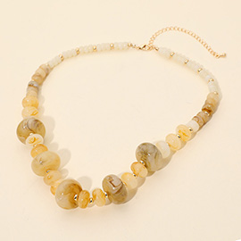 Chunky Marbled Round Beaded Necklace