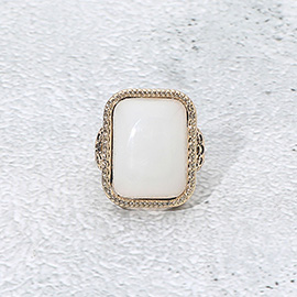 Vintage Inspired Rectangular Stone Accent Statement Ring