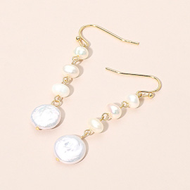 18K Gold Dipped Freshwater Pearl Link Drop Earrings