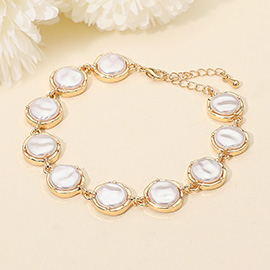 Classic Pearl Disc Cluster Link Bracelet