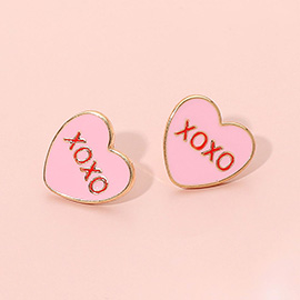 XOXO Enamel Heart Stud Earrings