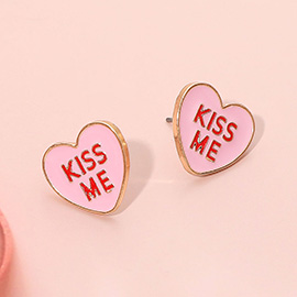 KISS ME Enamel Heart Stud Earrings