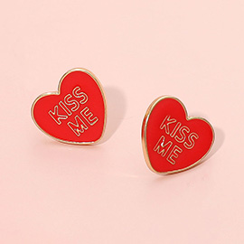 KISS ME Enamel Heart Stud Earrings